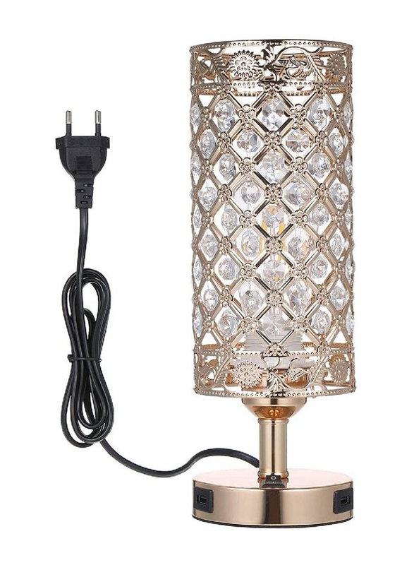 XiuWoo Decorative Crystal Bedside Table Lamp, Gold