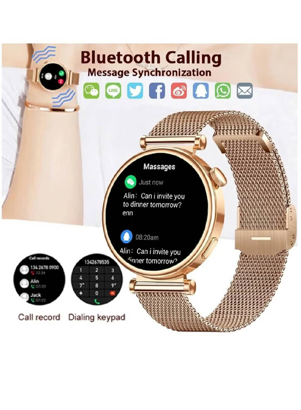 Roxxon Super AMOLED Smartwatch with Bluetooth Calling, Gold