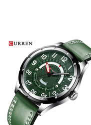 Curren Analog Stylish Watch for Men with Leather Band, Water Resistant, 8267, Green