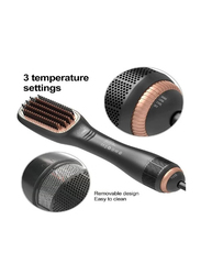 Xiuwoo 3-In-1 Professional Negative Ion Hot Air Blow Dryer Straightening Hair Styling Brush, Black/Beige