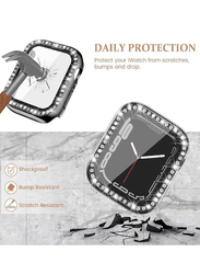 2-Piece Diamond Guard Shockproof Frame Smartwatch Case Cover for Apple Watch 45mm, Clear/Black