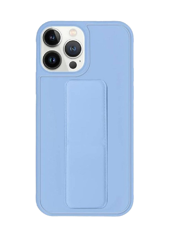 Apple iPhone 14 Pro Max Premium Quality Hand Grip Mobile Phone Case Cover with Foldable Magnetic Kickstand Wrist Strap Finger Grip, Light Blue