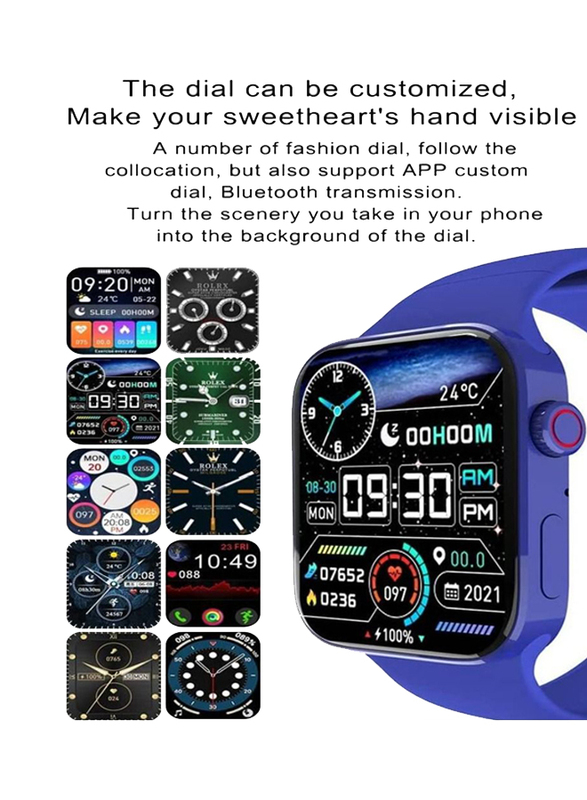 Fitness and Health Tracking Smartwatch, HD Screen, Waterproof, Heart Rate Tracker, Blue