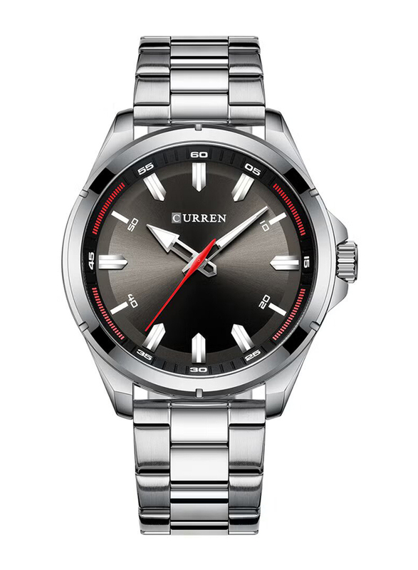 Curren Quartz Analog Watch for Men with Stainless Steel Band, Water Resistant, 8320, Silver-Black