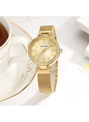 Curren Analog Watch for Women with Alloy Band, Water Resistant, 9011, Gold