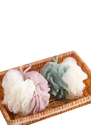 Soft Bath Sponge with Shower Mesh Foaming Loofah Exfoliating Scrubber, 2 Pieces, Multicolour