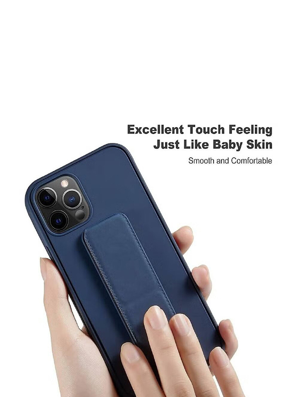 Apple iPhone 13 Pro Max Slim Silicone Shockproof Invisible Stand Hand Strap Supports Magnetic Car Mount Mobile Phone Case Cover, Blue