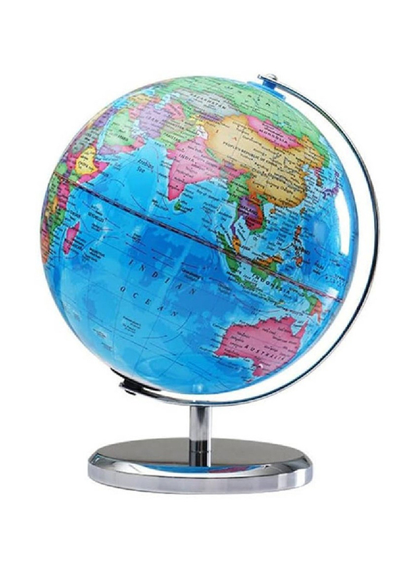 Hyx 32cm World Globe Political Map, Educational Geographic Globe with LED Light, Blue