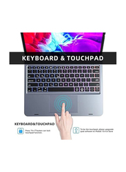Doqo Smart Detachable English Keyboard Case with Trackpad, RGB Backlit, Advanced 5.1 Bluetooth, Protective Case & Apple Pencil Holder for iPad Pro 12.9", Silver