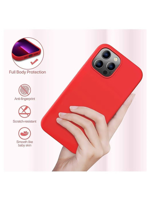 Apple iPhone 12 Liquid Silicone Slim Protective Shockproof Mobile Phone Case Cover, Red