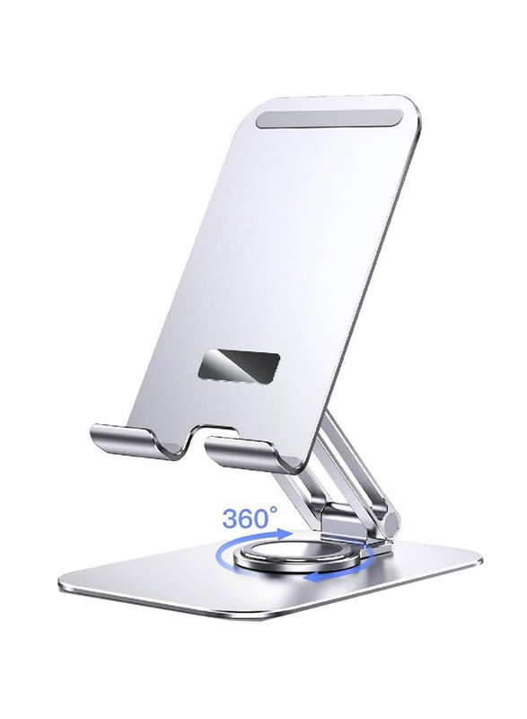 Adjustable Swivel Desktop Holder with 360 Degree Rotating Base, Silver