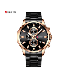 Curren Stylish Analog Wrist Watch for Men with Stainless Steel Band and Chronograph, Black