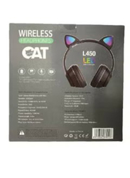 Wireless Bluetooth On-Ear Cat Headphone with Mic & RJB Light, Black