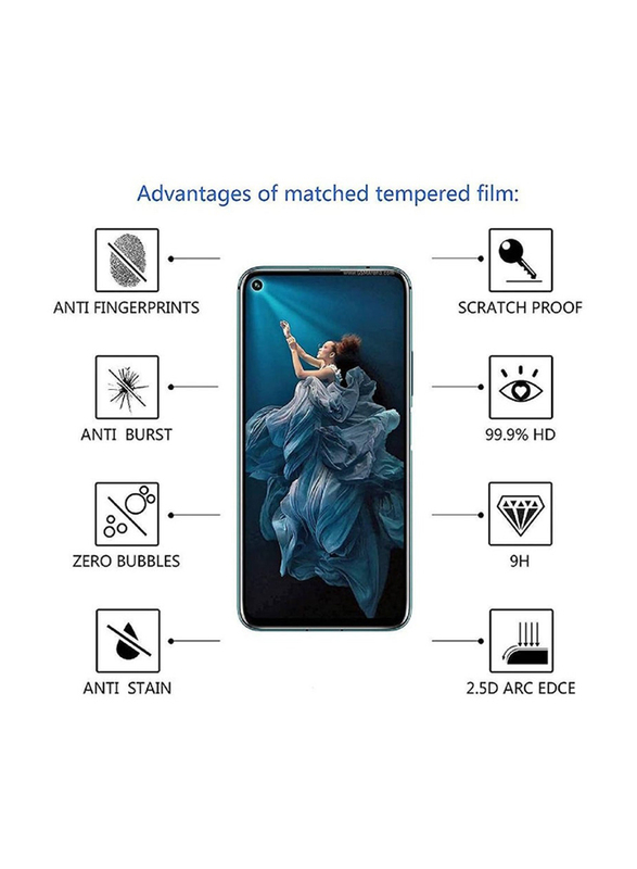 Huawei Nova 5T Tempered Glass Screen Protector, 2 Piece, Clear