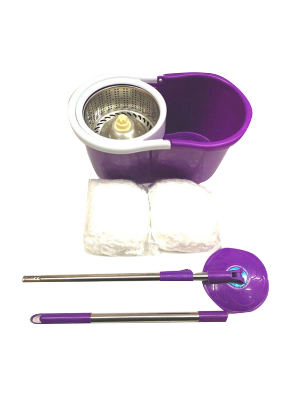 Magic 360 Degree Rotating Spin Mop with Bucket Set, Purple