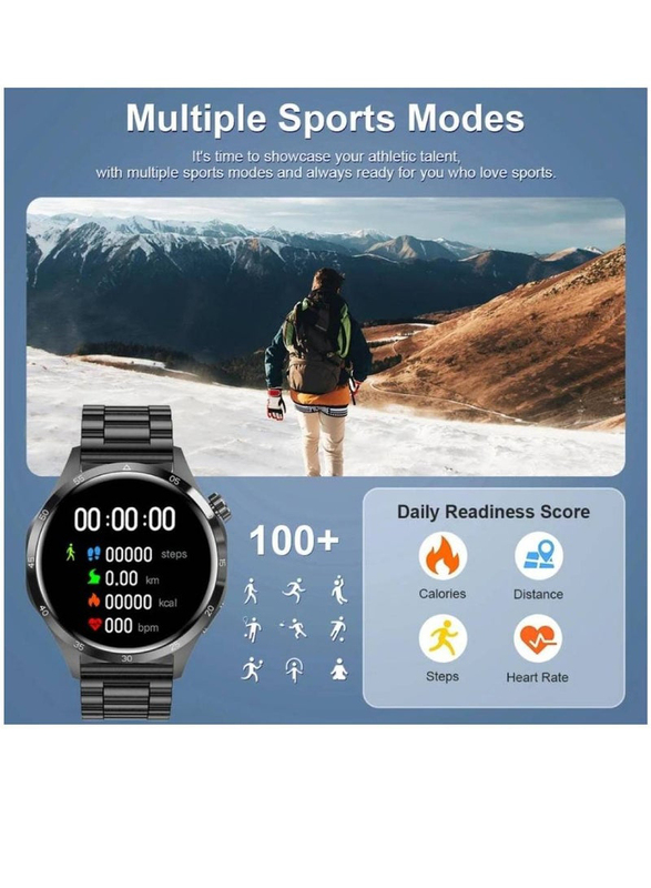 IP68 Waterproof Bluetooth Calling Fitness Tracker Smartwatch, with Heart Rate & Sleep Monitor for iPhone & Android, Black