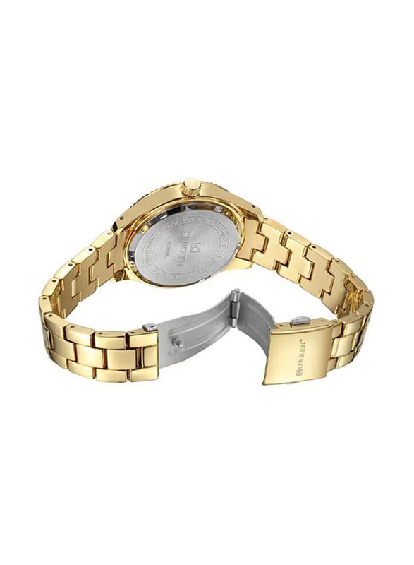 Curren Analog Watch for Women with Metal Band, 8260A, Gold-Gold