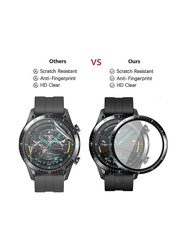 5D Full Curved Tempered Glass Screen Protector for Huawei Watch GT3 42mm, 2 Pieces, Clear/Black