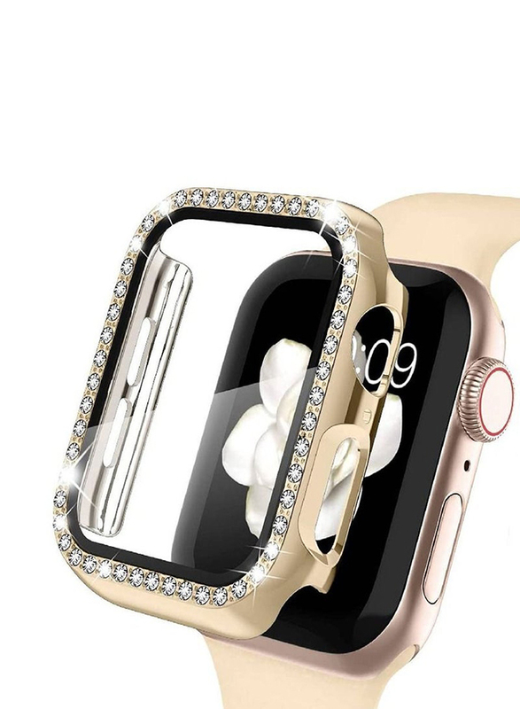 Diamond Guard Shockproof Frame Smartwatch Case Cover for Apple Watch 45mm, Gold