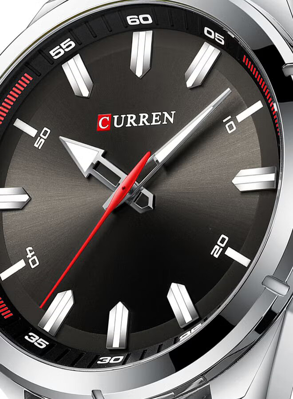 Curren Quartz Analog Watch for Men with Stainless Steel Band, Water Resistant, 8320, Silver-Black