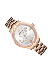 Curren Analog Watch for Women with Stainless Steel Band, Water Resistant, 9009, Rose Gold-Silver
