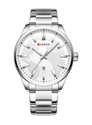 Curren Analog Watch for Men with Stainless Steel Band, Water Resistant, 8366, Silver