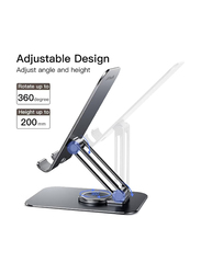 Rabos Adjustable Swivel Desktop Holder With 360 Degree Rotating Base Tablet Stand, Grey