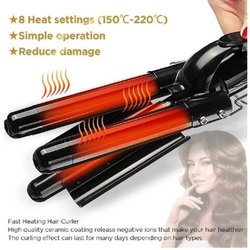 Arabest Electric Ceramic 3 Barrel Big Wave Professional Hair Curling Iron Styling Tools, Black