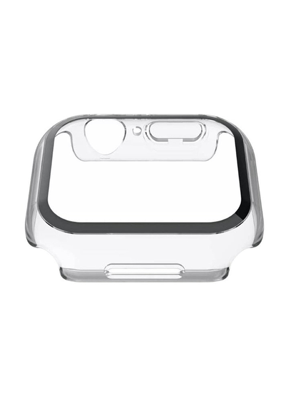 Soft Silicone Bumper Case with Built-In Tempered Glass Screen Protector for Apple Watch 38/40mm, Clear