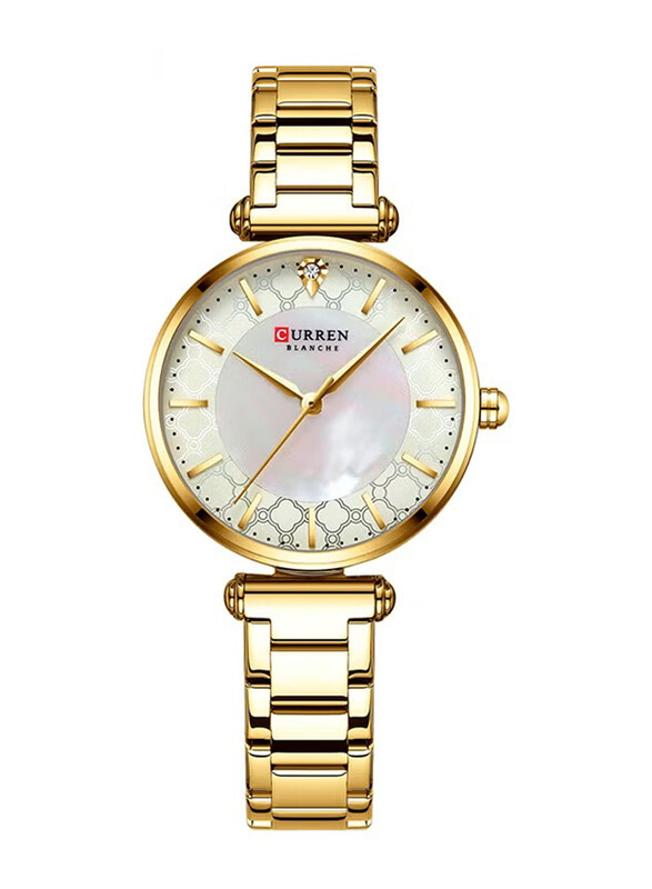 

Curren Elegant Waterproof Analog Quartz Watch for Women with Stainless Steel Band, Water Resistant, 9072, Gold-White