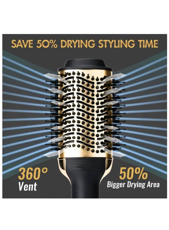 Arabest Styling & Frizz Control Negative Ionic Hot Air Brush Volumizer Ceramic Coating One Step Hair Dryer Brush, Gold