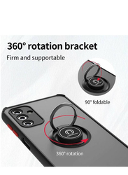 Samsung Galaxy A13 5G Matte Silicone Protective Back Mobile Phone Case Cover with 360 Degrees Rotate Metal Magnetic Ring Kickstand, Black