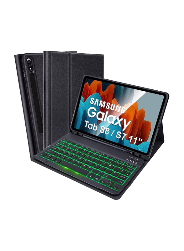 Dux Ducis Detachable Backlit Slim Keyboard Case for Samsung Galaxy Tab S8 SM-X700/X706 2022/Tab S7 SM-T870/T875/T876 2020 11 inch, Black