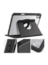 10.9-inch Apple iPad (10th Generation) (2022) Hard Shell Slim PC Auto Sleep/Wake 360° Rotating Stand Smart Back Folio Tablet Case Cover, Black