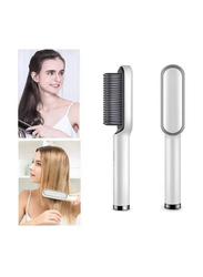 Gennext Hair Straightener Brush & Electric Negative Hair Curling Iron Tongs Multifunctional Hot Comb Straight Hair Straightener, 2 Pieces, White/Black