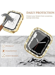 Diamond Apple Watch Cover Guard Shockproof Frame for Apple Watch 41mm, 2 Pieces, Clear/Gold