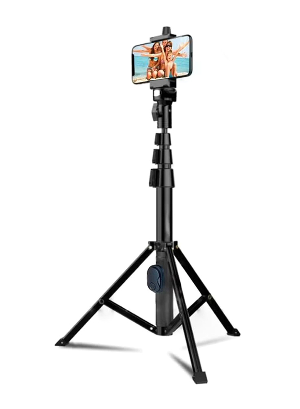 

Generic Universal All-In-One Professional Heavy Duty Aluminium Selfie Stick & Tripod Portable with Bluetooth Remote, Black