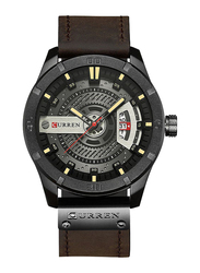 Curren Analog Stylish Watch for Men with Leather Band, J2775K-KM, Dark Brown-Multicolour