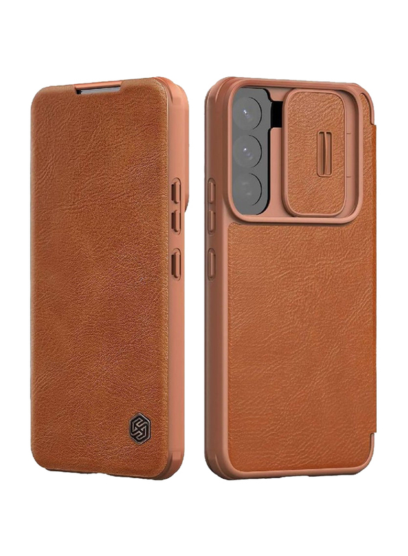 Nillkin Samsung Galaxy S23 Plus Camera Protection Leather Flip Luxury wallet Business Style with Card Slot Mobile Phone Case Cover, Brown