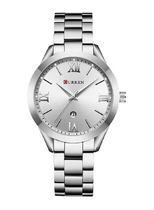 Curren Analog Watch for Women with Stainless Steel Band, Water Resistant, Grey