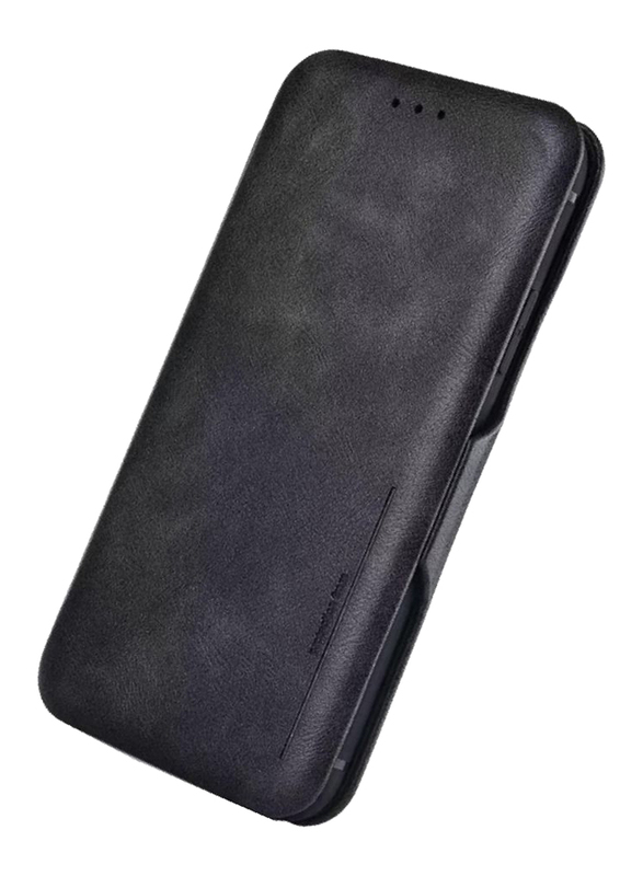 Xiaomi Redmi 12C Protective Smart PU Leather Card Holder with Auto Magnetic Closure Mobile Phone Case Cover, Black