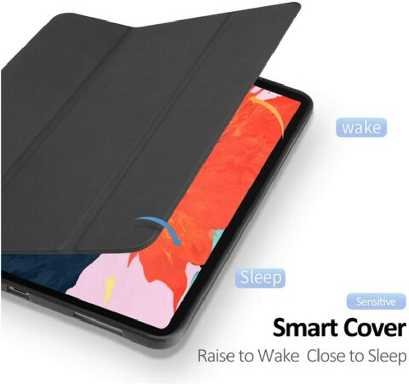 QuickTech Apple iPad Pro 11-inch 2nd Gen 2020 Auto Sleep Wake Premium Trifold Strong Protection Soft TPU Tablet Flip Case Cover with Pencil Charging Support, Navy Blue