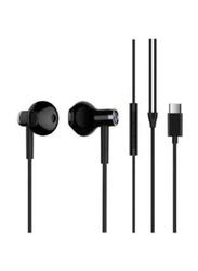 Wired Type-C Dual Unit Half In-Ear Earphones with Mic, Black