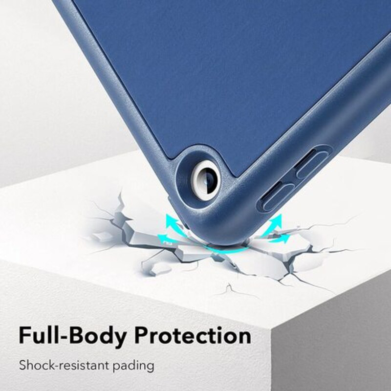 Esr Apple iPad 9/8/7 Gen 10.2-inch 2021/2020/2019 Trifold Stand Auto Sleep Wake Rebound Series Tablet Flip Case Cover with Pencil Holder, Blue