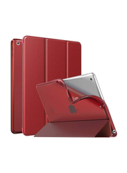 MoKo Case Fit Apple iPad 10.2-inch 8th/7th Generation 2020/ 2019 Soft TPU Translucent Frosted Slim Smart Shell Auto Wake & Sleep Tablet Flip Case Cover with Stand, Red