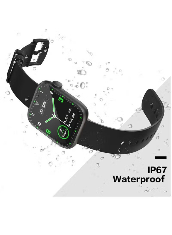 1.85-Inch Full-Touch Bluetooth Calling Ip67 Waterproof Activity Tracker Pedometer Sleep Monitor Smartwatch, Black
