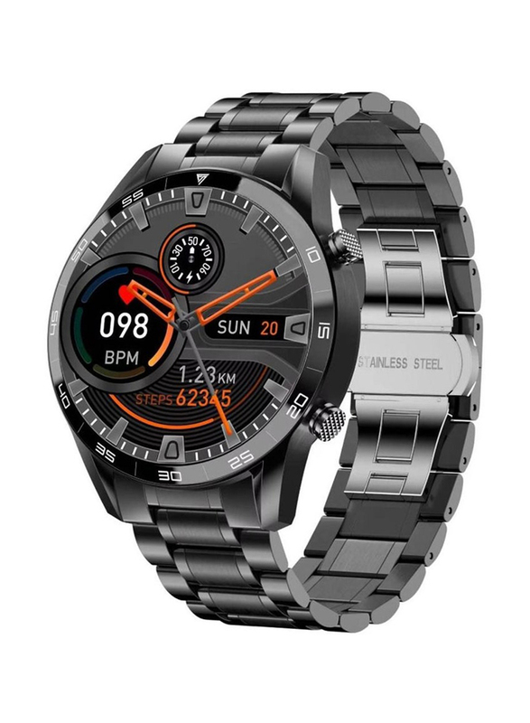 46mm Sports Stainless Steel  Band Smartwatch with HD Screen, Bluetooth Calling, Heart Rate & Body Temperature Monitoring for Android & iPhone, Black