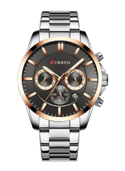 Curren Analog Watch for Men with Stainless Steel Band, Water Resistant and Chronograph, 8358-2, Silver-Grey