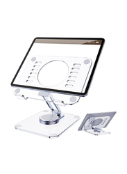 Stable Tablet Holder Acrylic Apple iPad Stand with 360 Rotating Base, White