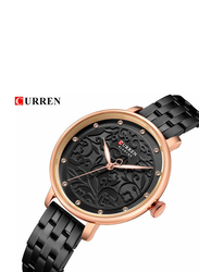 Curren Stylish Analog Watch Unisex with Stainless Steel Band, J4341B-1-KM, Black